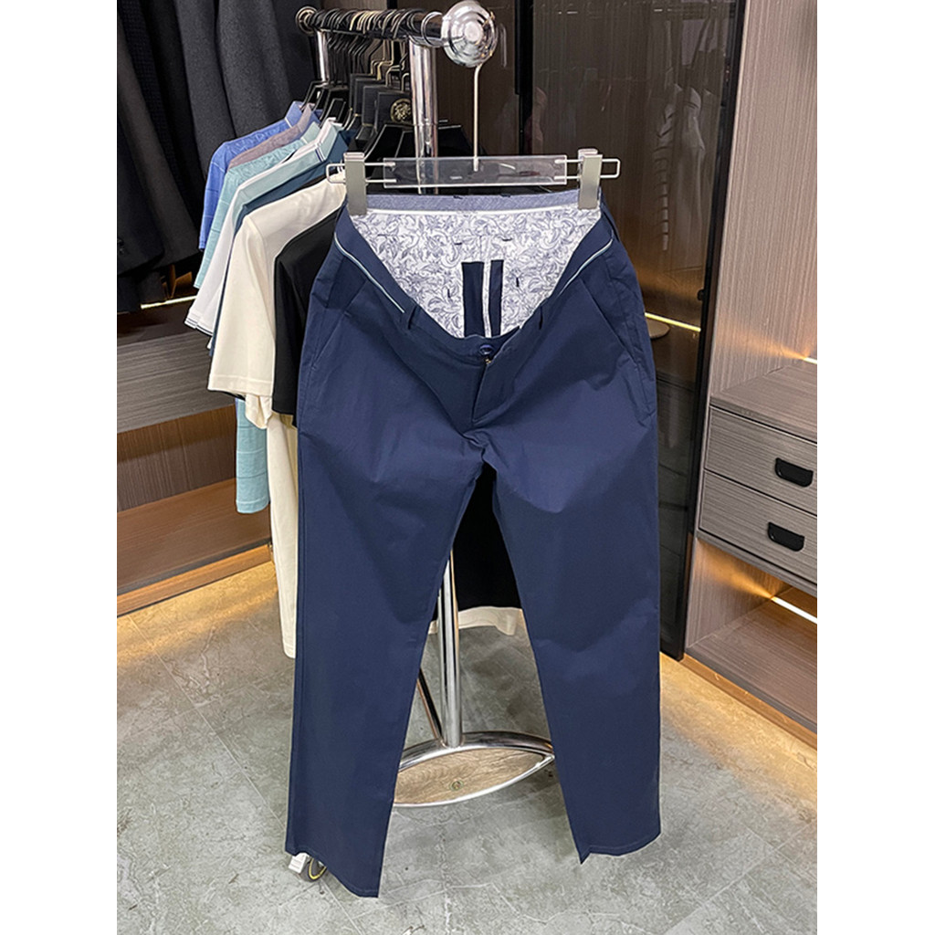 Oferta H, pedido restante! Homens primavera verão outono calças casuais corte reto etiqueta calças masculinas negócios c