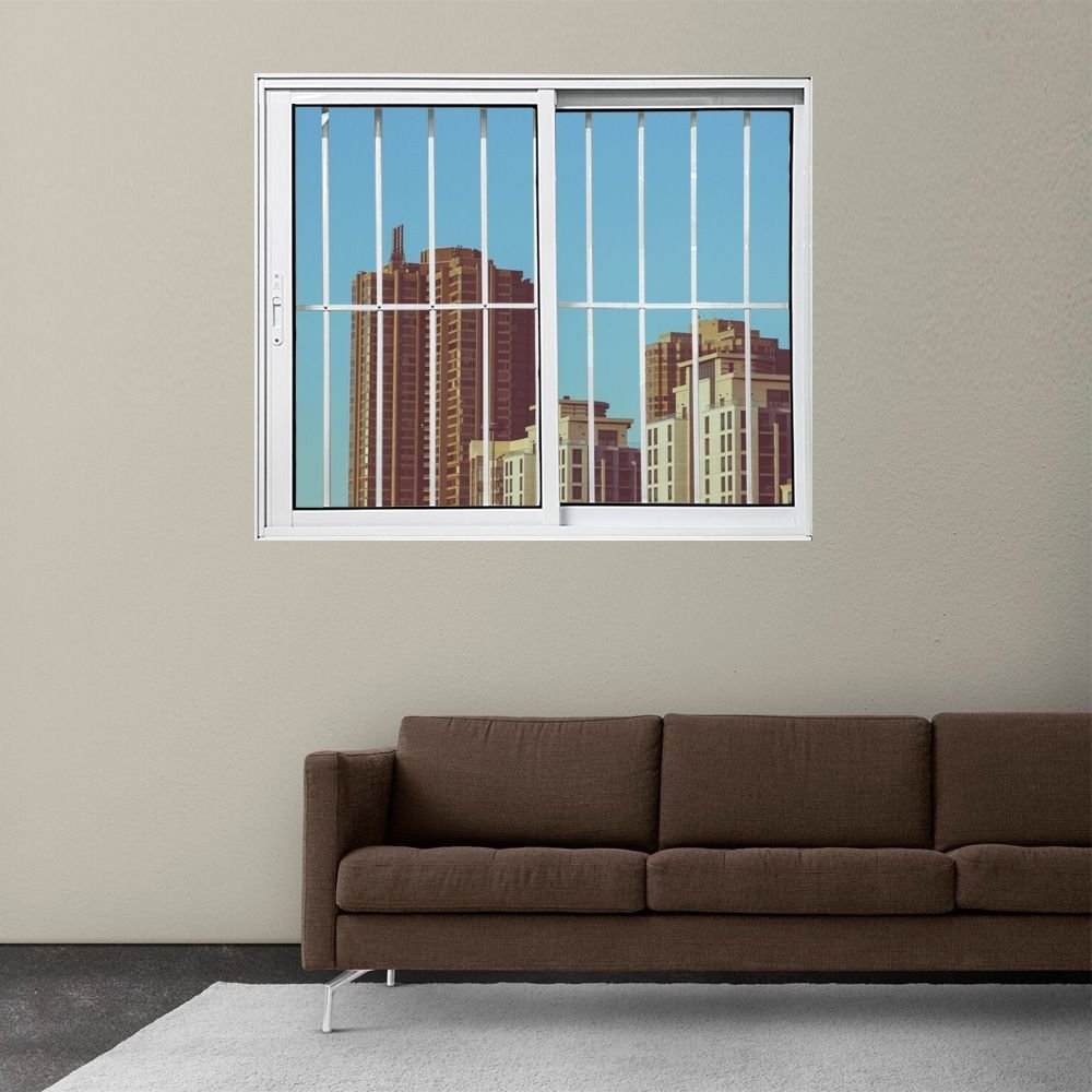 Janela Vitrô de Alumínio 2 Folhas 120 x 150cm Linha 25 com Grade Esquadrias Bergamo