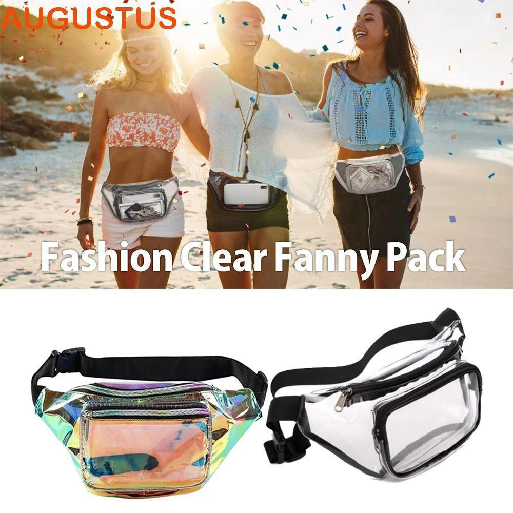 AUGUSTUS Fanny Pack Viagem Mulheres Ao Ar Livre Crossbody Phone Bag PVC Coin Purse Ciclismo Bolsa Masculina