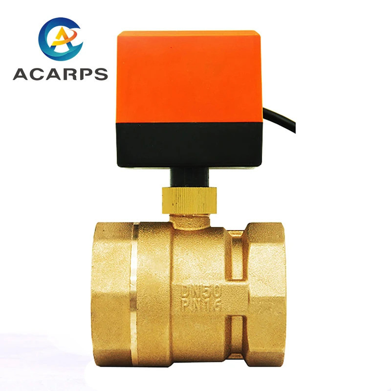 Válvula de Esfera Rosqueada Motorizada Elétrica DN50 em Latão AC220V 2 Vias 3 Fios 1.6Mpa com Atuador para água, gás, ól