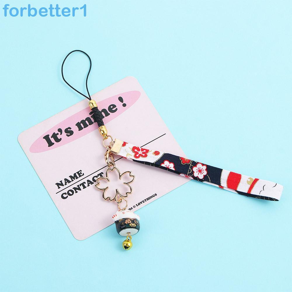 FORBETTER Estilo Japonês Pingente Cerâmica Saco Criativo Pendente Flores De Cerejeira Pano Decoração Chaveiro Do Carro