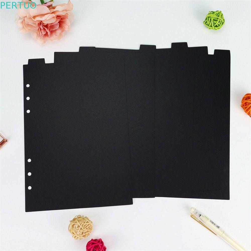 Divisor De Índice PERTUO A5 A6 A7 Acessórios Para Notebook Papel Interno 6 Furos Planejador Separador De Fichário Preto