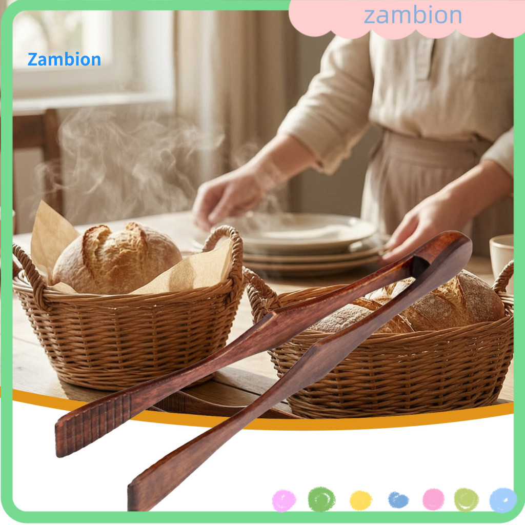 Lightweight Wooden Kitchen Tools Tongs Cooking Heat Resistant Bbq Grilling Clips Non-scratch Tool for Salad Bread Fruit