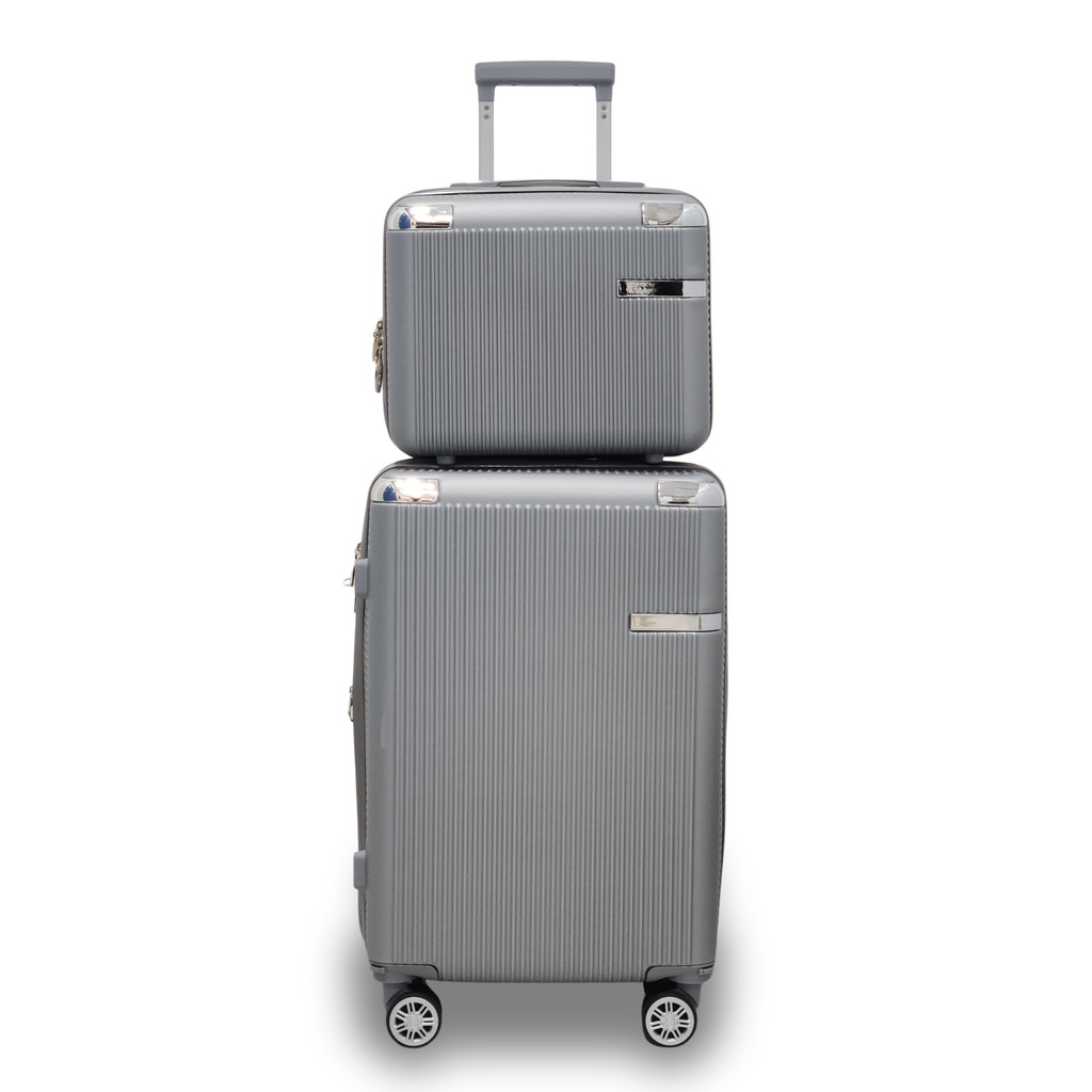 Kit Mala de Viagem 23kg Média + Frasqueira Rígida ABS Cadeado TSA Rodas Duplas 360 Graus Despachada