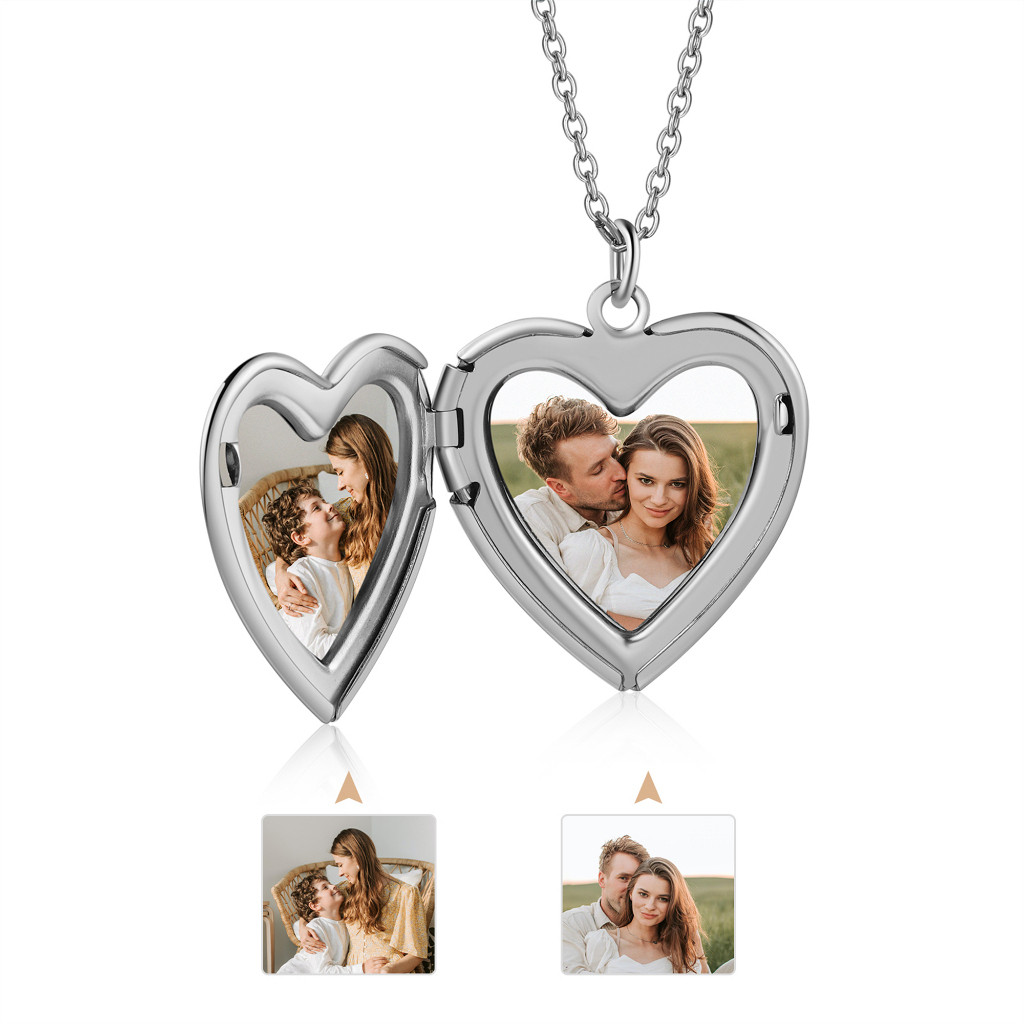 Colar Feminino de Aço Inoxidável com Pingente de Foto Personalizado em Forma de Coração com Foto JGTR
