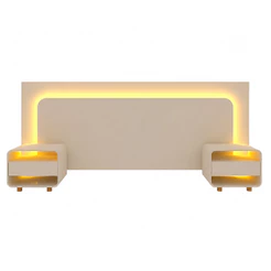 Cabeceira Innova Para Cama Box com 2 Mesas de Cabeceira e com Led Off White - Gelius