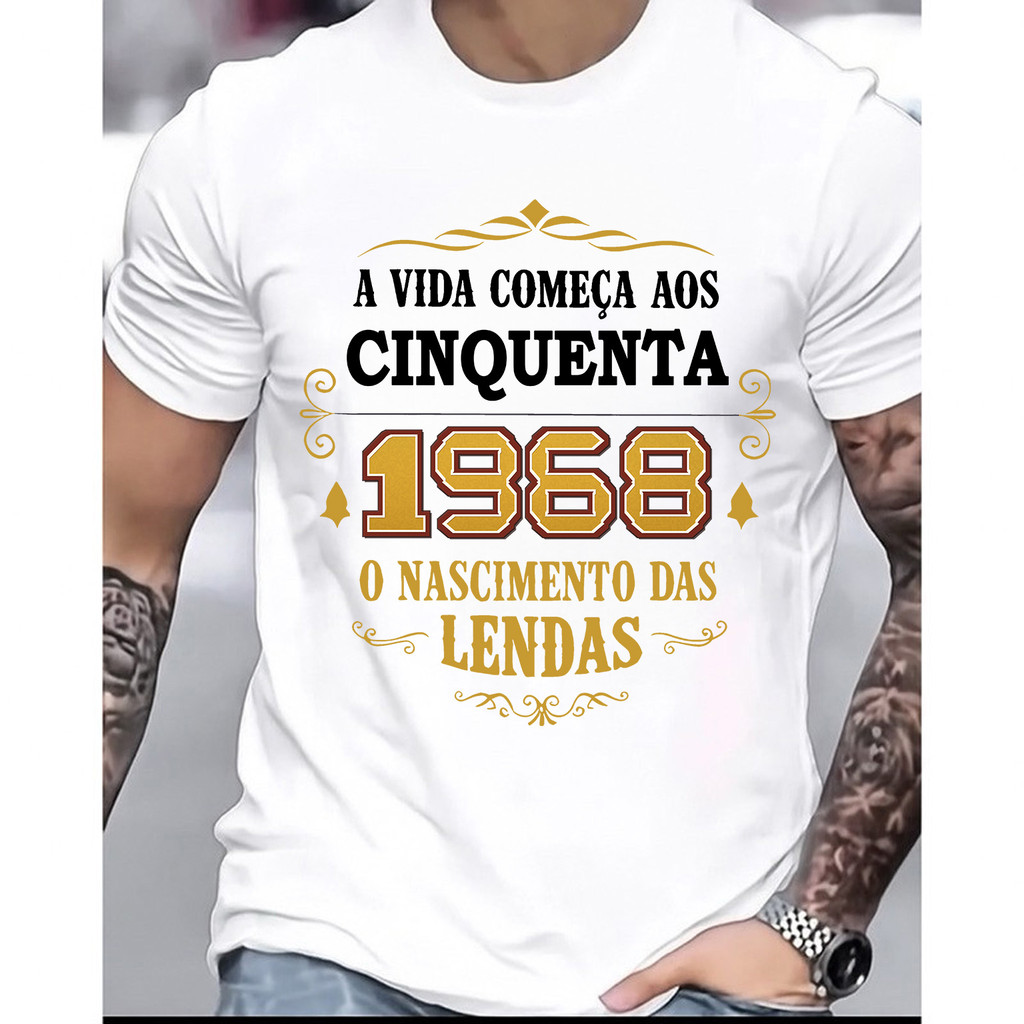 [Camiseta Premium em Algodão Puro]VU Camiseta unissex algodao nascidos em 1968 58 anos sessenta de idade aniversario