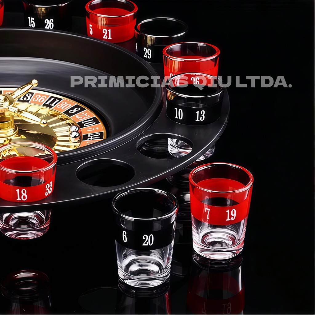 Jogo de Roleta Cassino 30CM Drink Shot Copo Vidro Festa Churrasco P.QIU