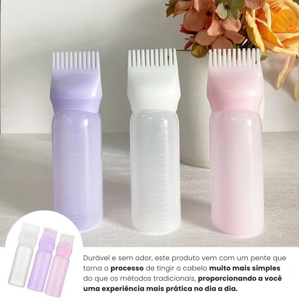 Pente Frasco Aplicador de Tinta, Óleo e Shampoo – Umectação, Hidratação, Pintura