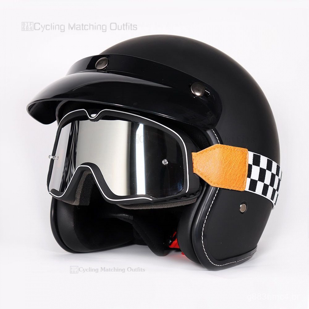 [Promoção] Capacete Aberto para Motocicleta, Capacete Clássico Retro 3/4 para Motociclista, Capacetes Vintage para Scoot