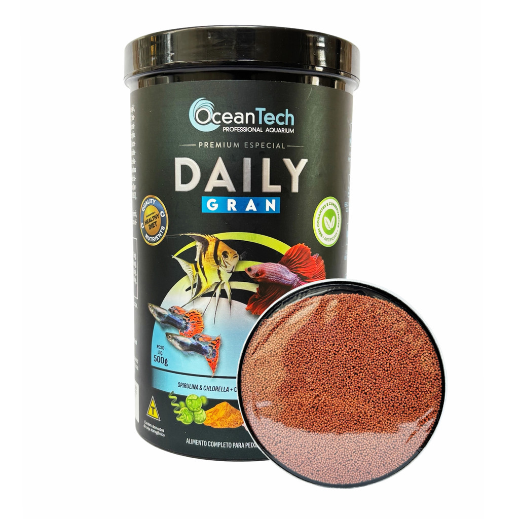 Ração para peixes Daily Gran  500g ocean tech granulado