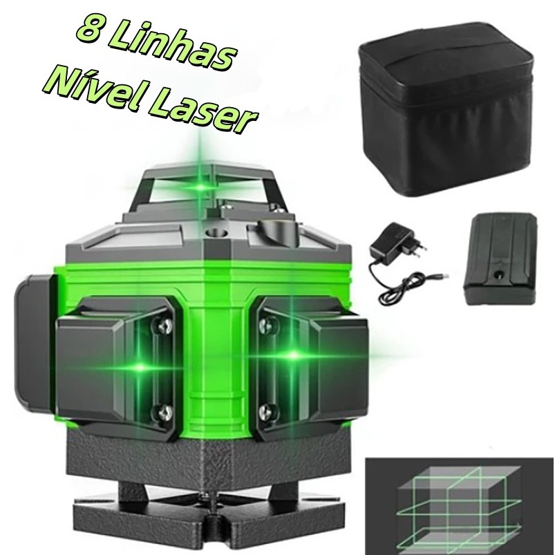 8 Linhas Nível a Laser Ajustável Nível 360 ° Medição Da Linha De Ferramentas Rotativas De Auto-Nivelamento  Recarregável