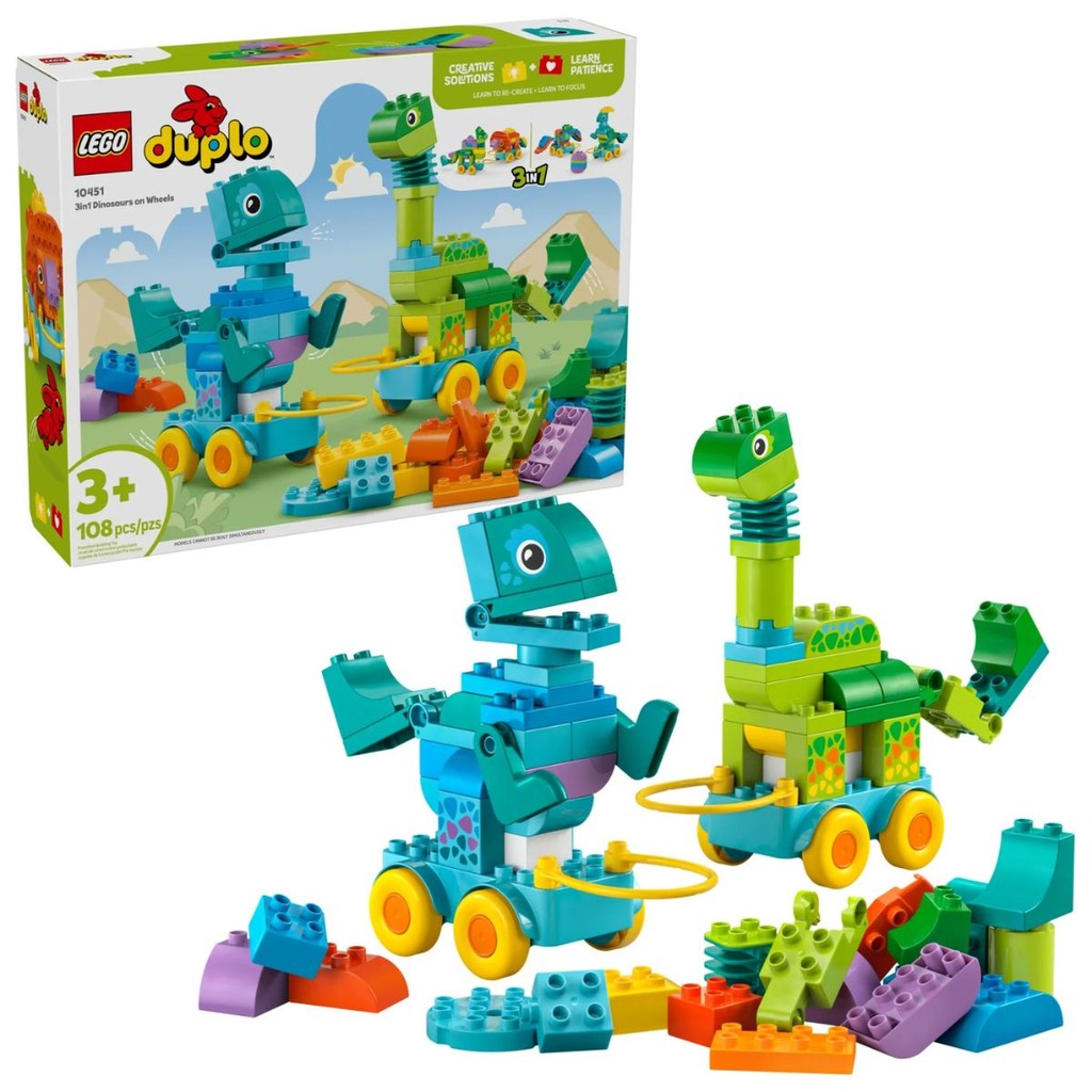 Lego DUPLO Dinossauros 3 em 1 Sobre Rodas 108 pcs - 10451 em Oferta na Shopee