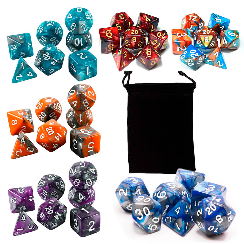 Kit 7 Dados RPG Cores Mescladas Com Bolsa D&D Pathfinder Várias Cores Tabuleiro Poliedricos D&D Tormenta PROMO em Oferta na Shopee
