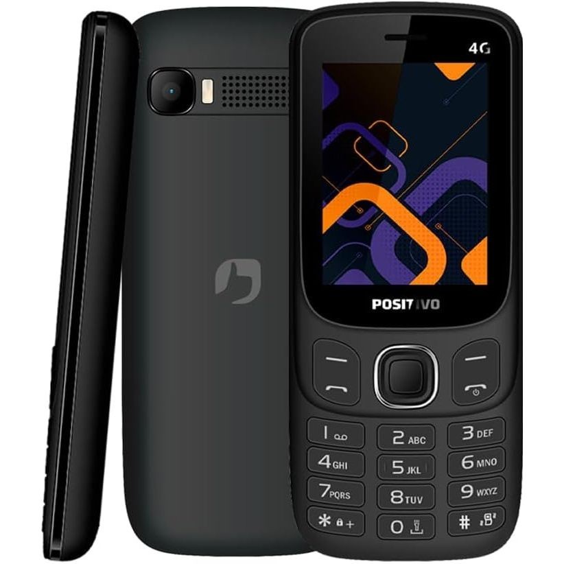 Celular Simples Ideal Para Idosos P41 Positivo Tela 2.4”, 4G 48MB RAM, Rádio FM, Dual SIM - Preto