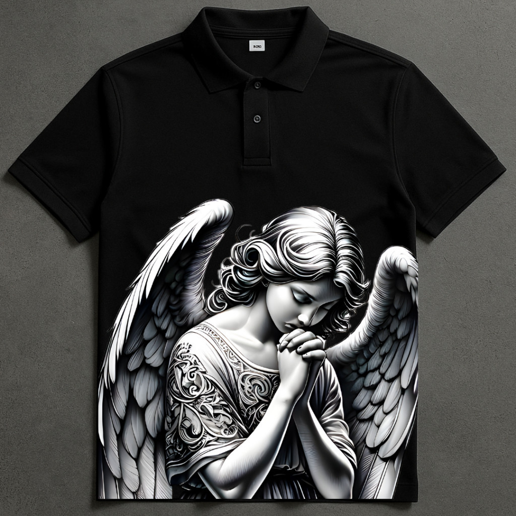 Camisa Polo Angelical Seraphim de Manga Curta Masculina, Casual em Oferta na Shopee