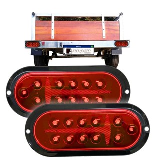 Par Lanterna Traseira LED Carreta Carretinha Reboque Vermelha Universal 11 Leds Meia Luz Pisca Freio em Oferta na Shopee