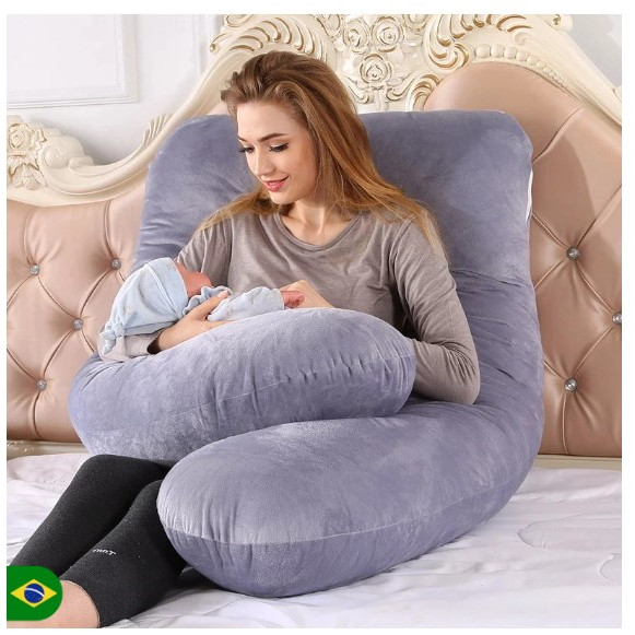 Almofada Travesseiro de Corpo Para Gestante Em Formato de U Premium Luxo