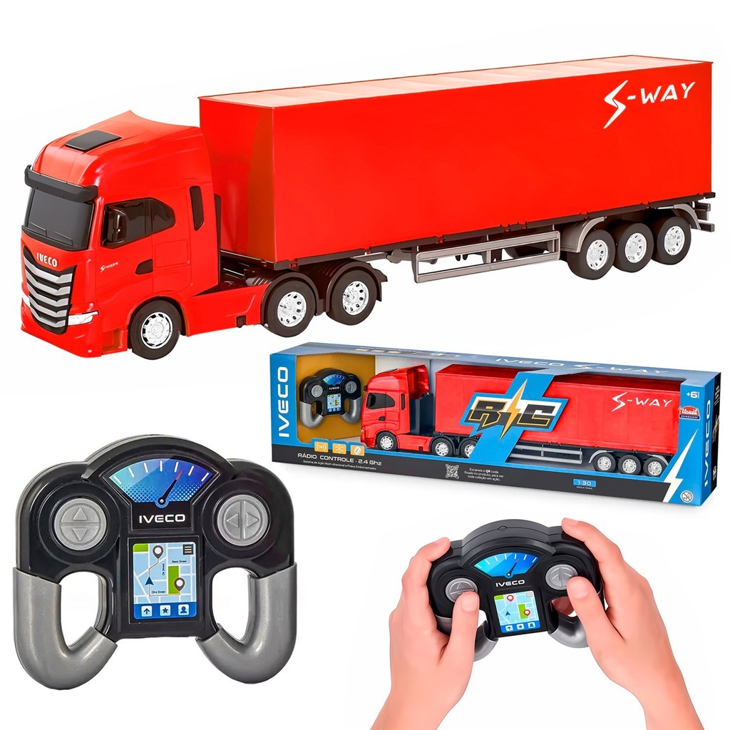 Caminhão Realista De Controle Remoto Iveco S-way Baú Grande 54 Cm Portas Traseiras Abrem – Usual