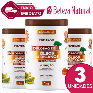 Kit C/3 Creme De Pentear Cachos 1Kg de Explosão de Óleos Africanos Beleza Natural Consistente Define em Oferta na Shopee