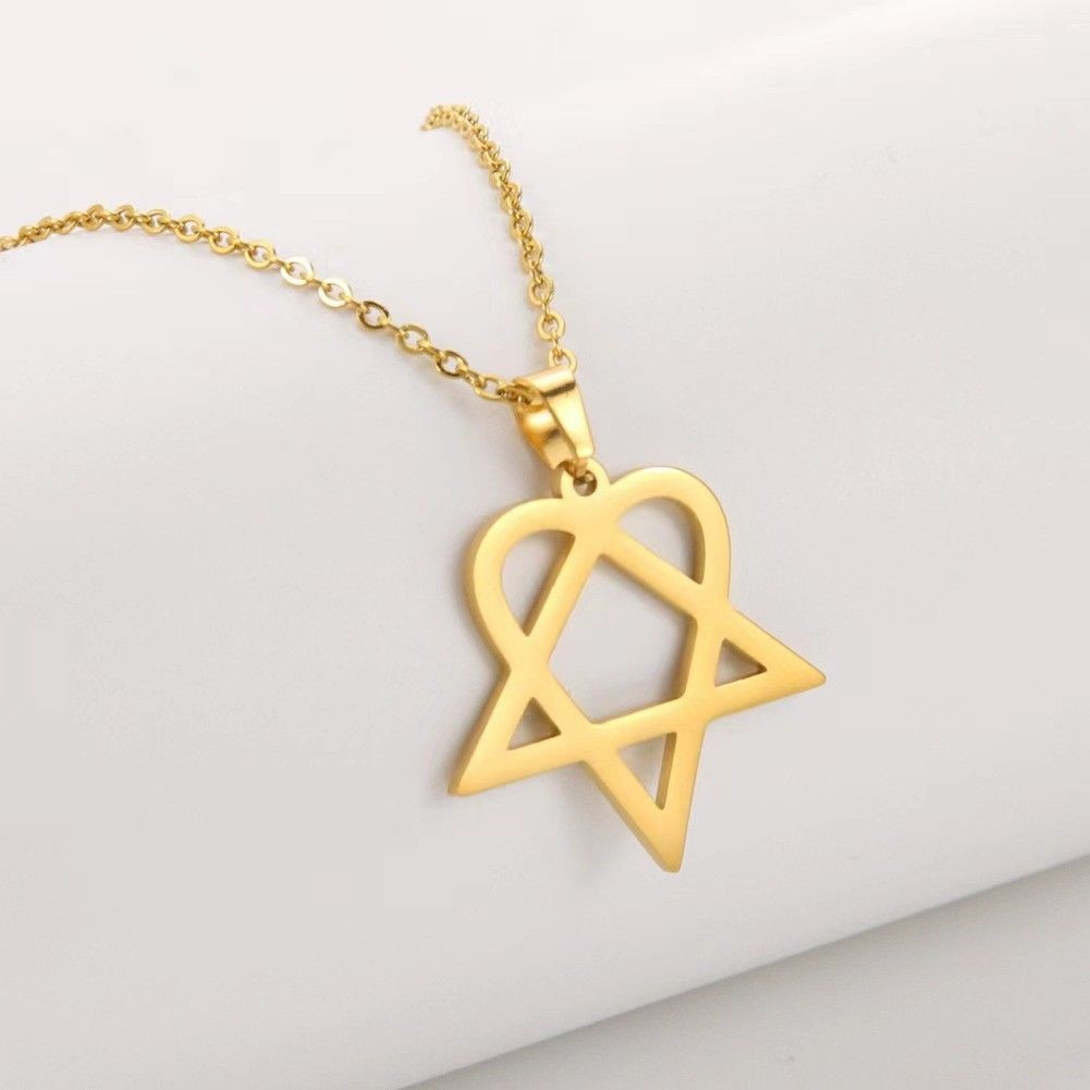 Novo produto pronto estoque simples hexagrama colar feminino All-Match David estrela pingente de aço inoxidável20250711 em Oferta na Shopee