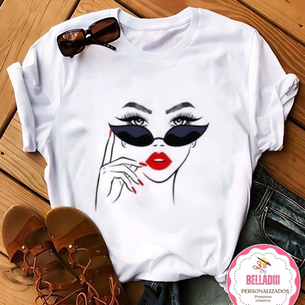 Camiseta Feminina Personalizada Baby Look Estampa DIVERSAS 32AO44