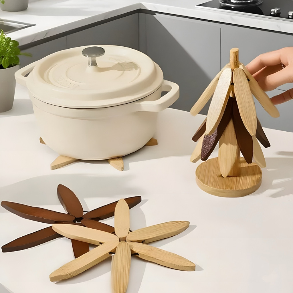 Suporte De Panela Quente Trivets De Madeira Para Pratos Quentes Forma De Árvore Bule Panel...