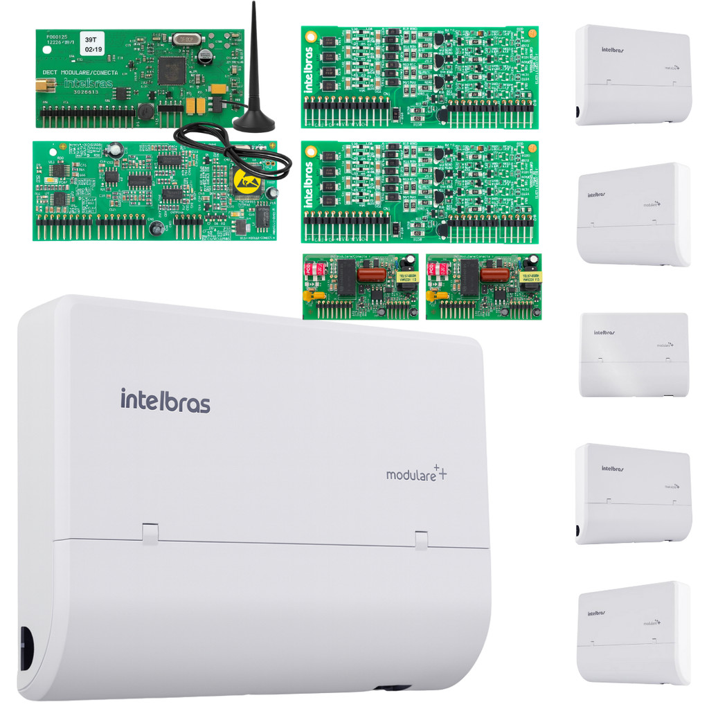 Intelbras PABX Central Telefônica Modulare Mais 4 Linhas com Placa 12 Ramais Analógicos, DECT e DISA