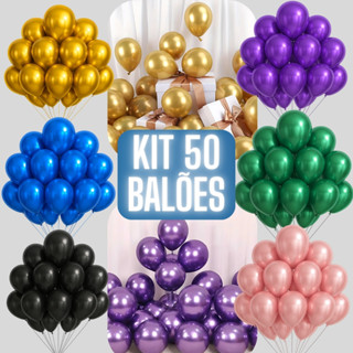 50 Balão Bexiga Metalizada Nº 10 Decoração De Festa Metalizada Aniversário Casamento Evento Painel em Oferta na Shopee