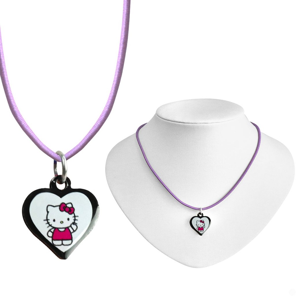 Colar menina infantil + pingente premium preto hello kitty moda rosa pink ajustavel criança presente