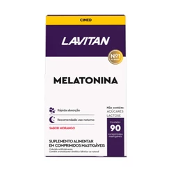 Lavitan Melatonina Morango - 90 Cpr Mastigaveis - Cimed