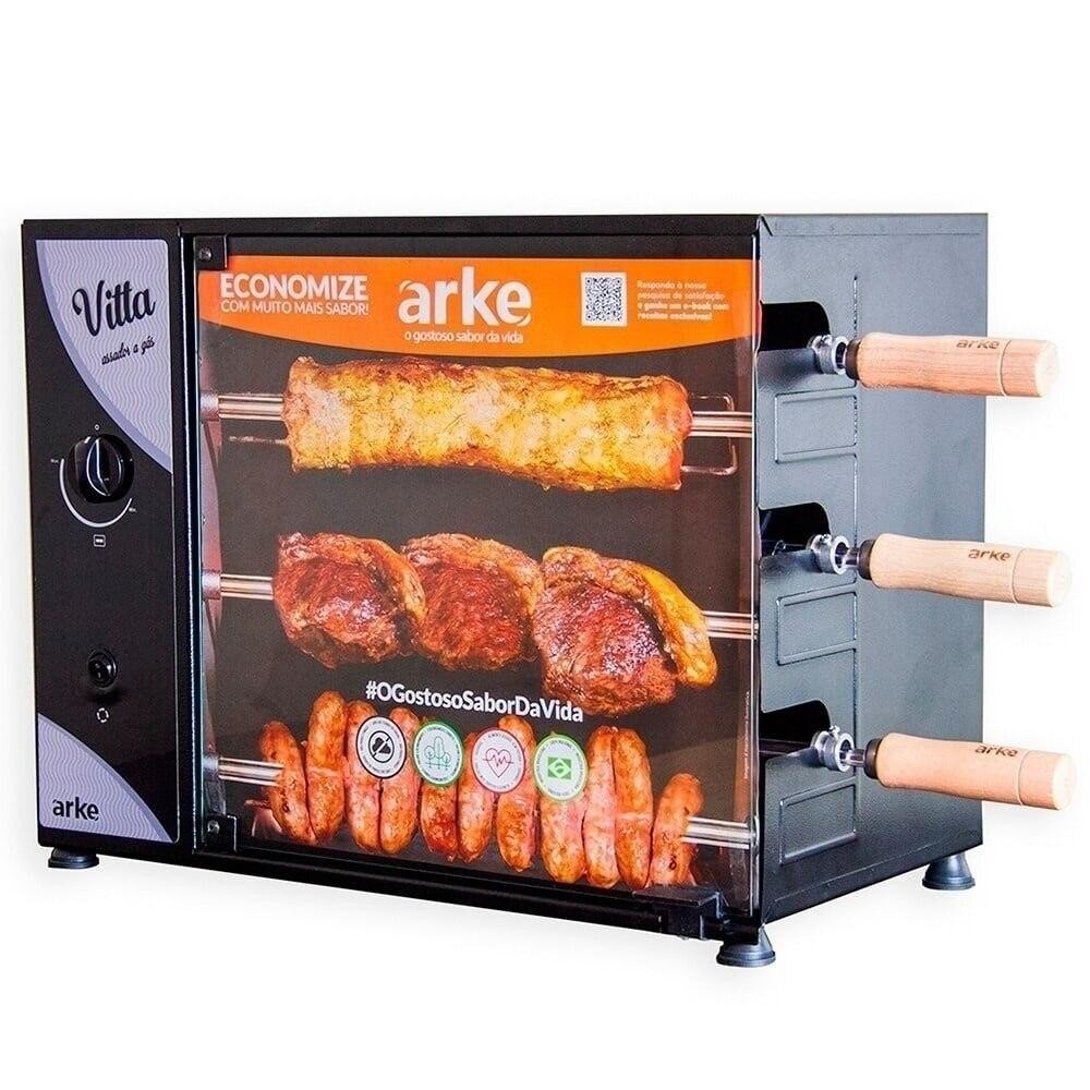 Churrasqueira a Gás Arke Vitta-03 Rotativa de Espetos, Preto 220 Volts em Oferta na Shopee