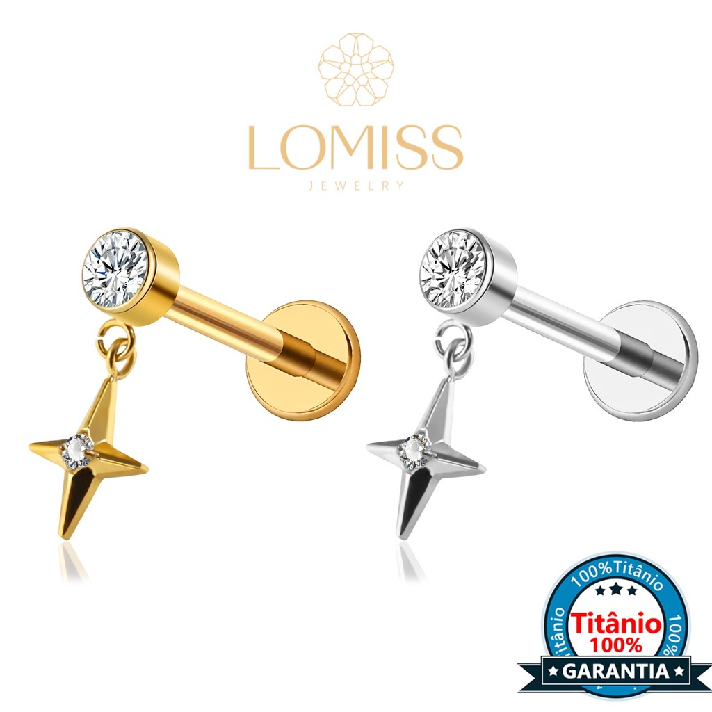 Piercing Tragus Helix Labret Titânio Pvd Estrela Com Pingente 2 Zircônia | Orelha Flat Conch Nariz Lóbulo Corrente Para em Oferta na Shopee