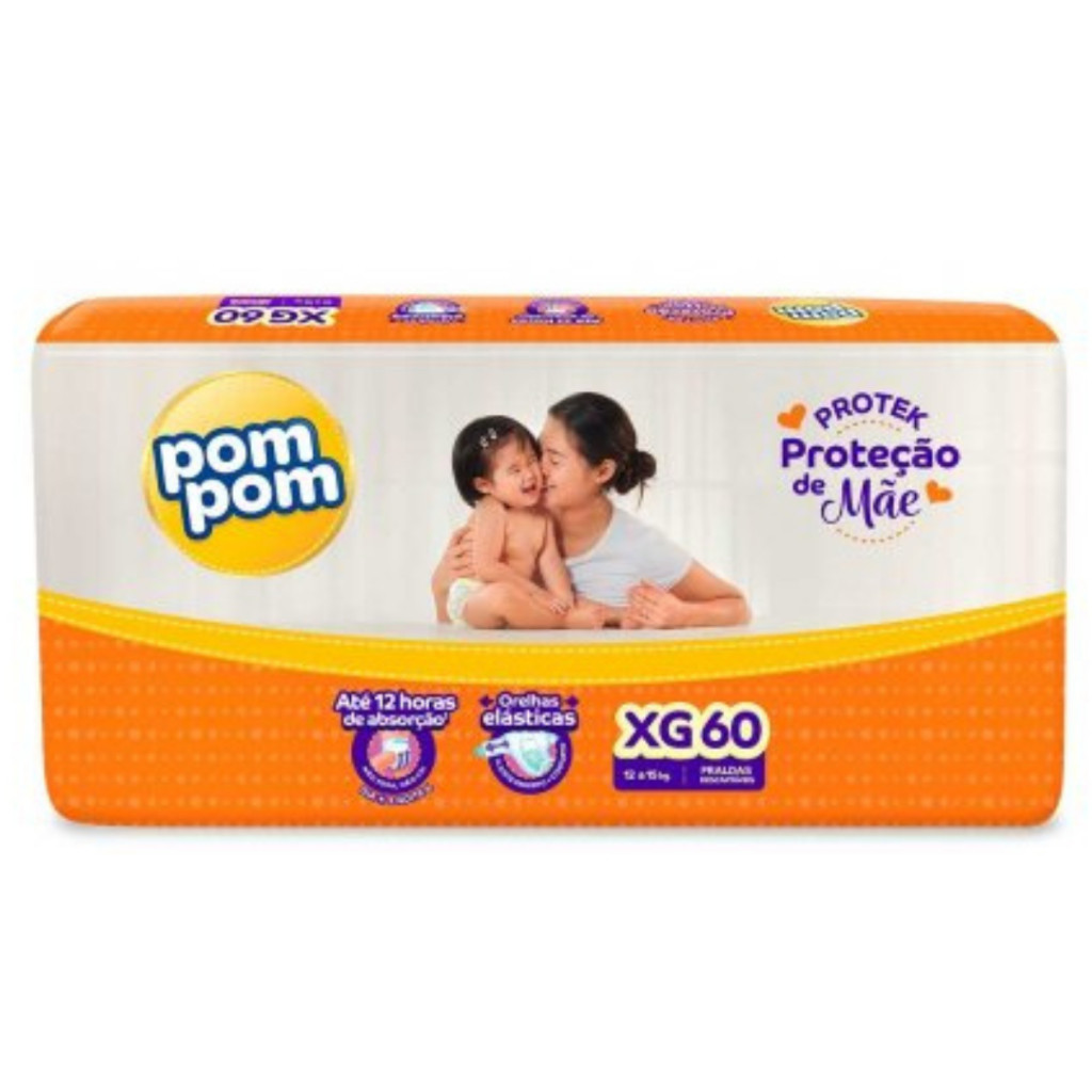 Fralda Pom Pom Derma Protek Proteção De Mãe (XG12a15 KG) XG-60 Tiras