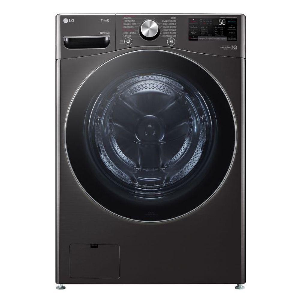 Lava e Seca LG Smart 18kg Black Inox com Inteligência Artificial AIDD™ WD18BV2S6B 127V