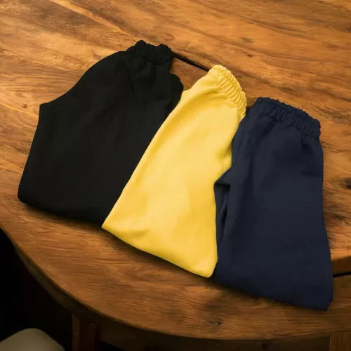 Kit 3 Calça Moletom Infantil E Juvenil Menino E Menina Com Punho Peluciada Flanelada