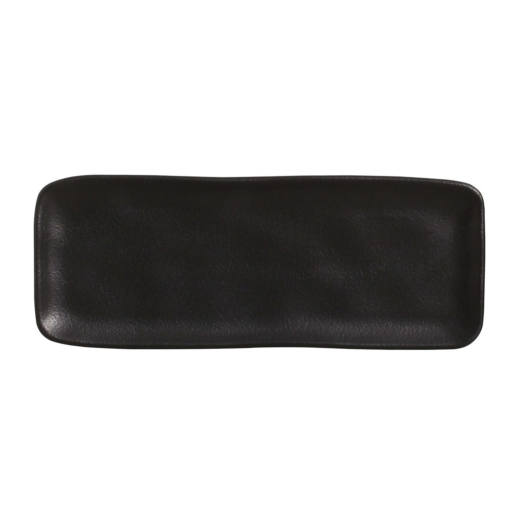 Conjunto com 4 Travessas Retangular Média Orgânico Preto Matte 33x13cm