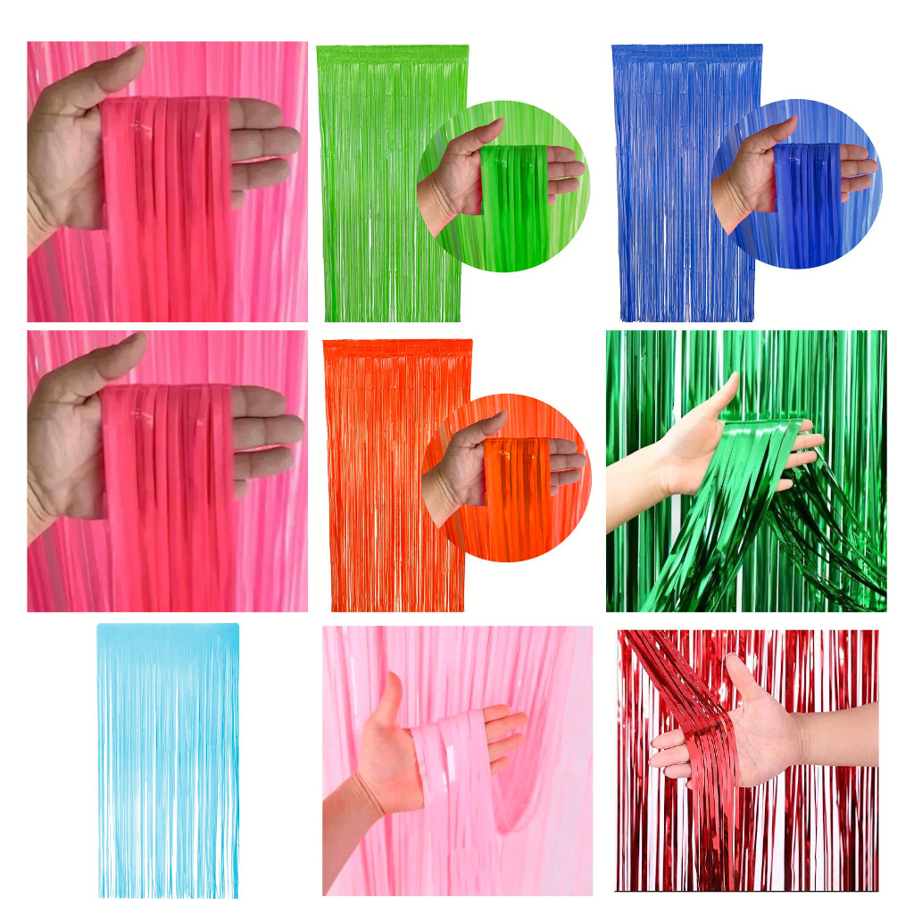 Cortina Franja Metalizada Decorativa 1mx2m (Kit com 1 ~ 4 un) – Cores Novas
