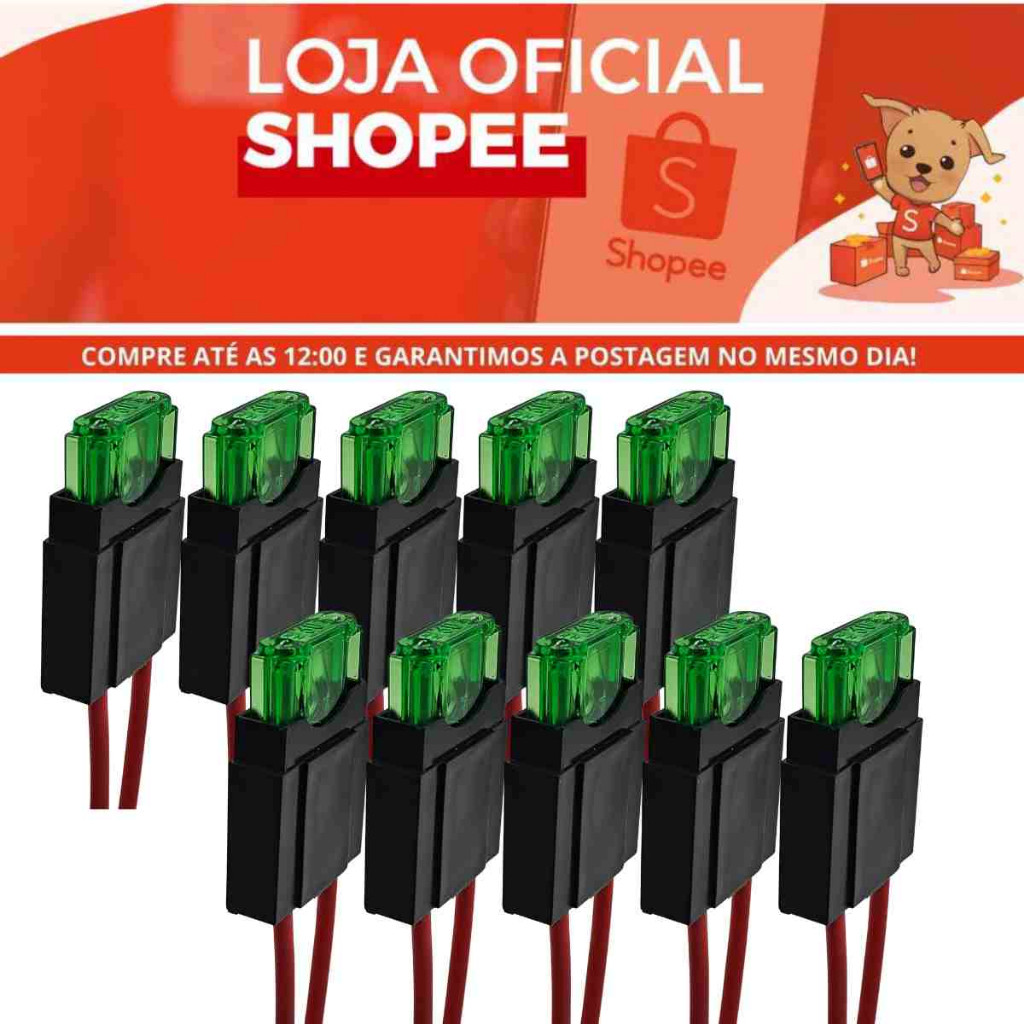 10 Porta Fusivel Lamina 30A Original HIKARI Universal Automotivo Carro Sistema Eletrico Som