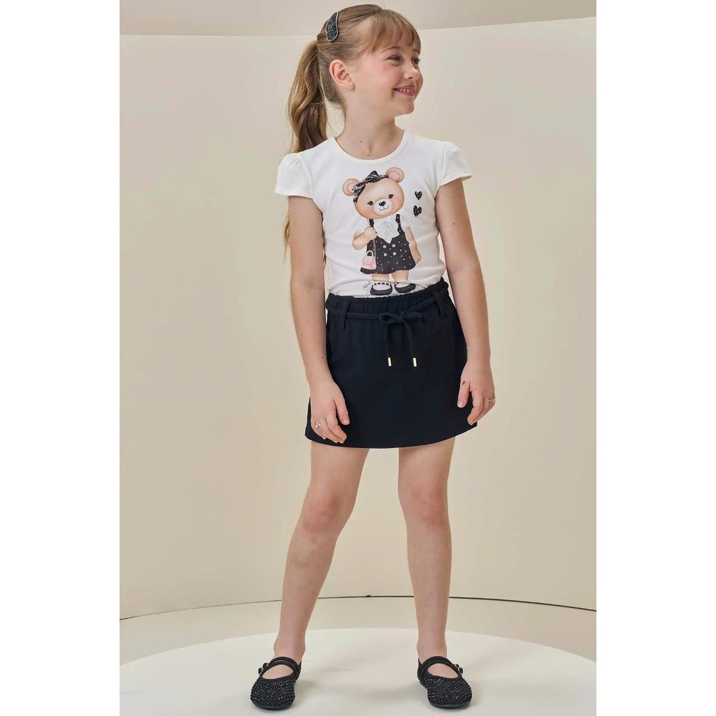 CONJ BLUSA SHORT SAIA INFANTI MENINA ESTILOSA CONFORTÁVEL