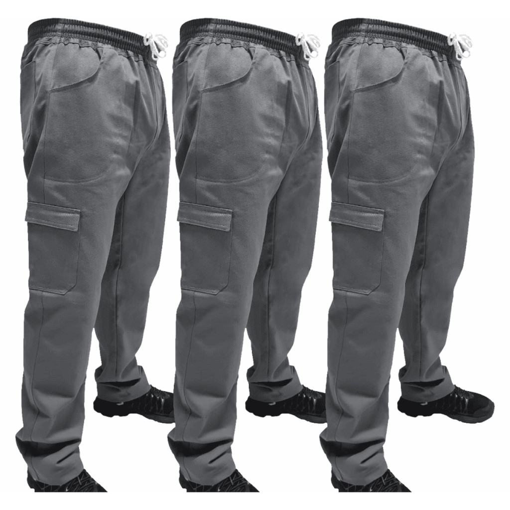 Kit C/ 3 Calça de Uniforme Soldador Brim Profissional Reforçada em Oferta na Shopee