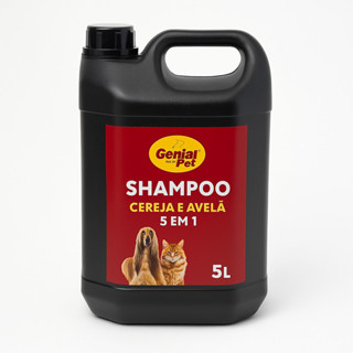 Shampoo  Genial Pet 5 em 1 Cereja e Avelã 5L Galão – Shampoo antipulgas- Shampoo Clareador - Sabão de coco em Oferta na Shopee