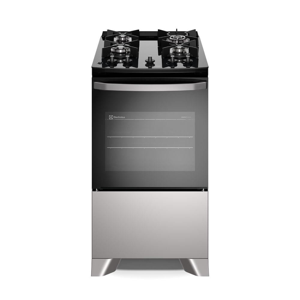 Fogão 4 bocas Electrolux Cinza Efficient Mesa Vidro, Tripla Chama e PerfectCook (FE4GG)