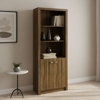 Armário Alto para Escritório 171,5x60cm com 2 Portas e 5 Prateleiras ME4110 Nogal em Oferta na Shopee