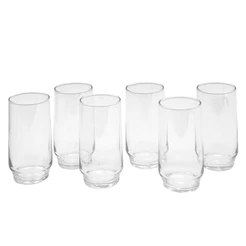 Kit Jogo 6 Copos Long Drink Lights 410ml Vidro Liso Grande Transparente Água Suco Refrigerante Nadir