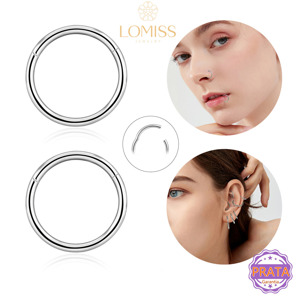 Piercing Argola Clik Prata 925 Segmento Articulado | Septril Rook Conch Nariz Cultura do Marina Piercing Argola em Oferta na Shopee