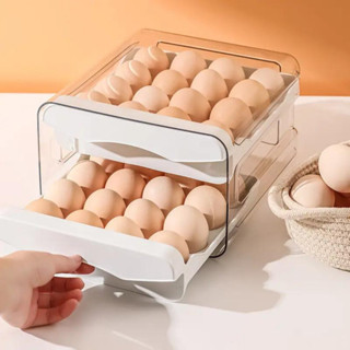 Gaveteiro P/ 32 Ovos Duplo Organizador Geladeira Acrílico 2 Gavetas DT25673 em Oferta na Shopee