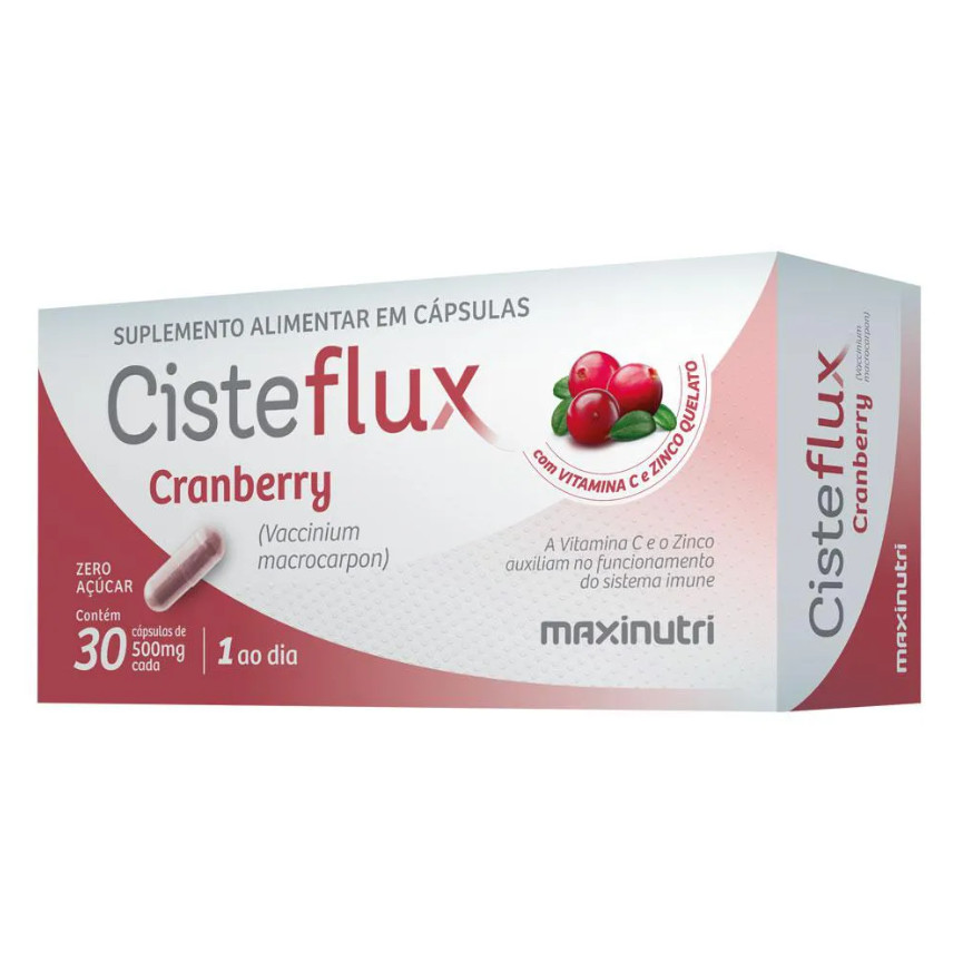 Cisteflux Cranberry Com Vitamina C E Zinco 30 Cáps Maxinutri em Oferta na Shopee