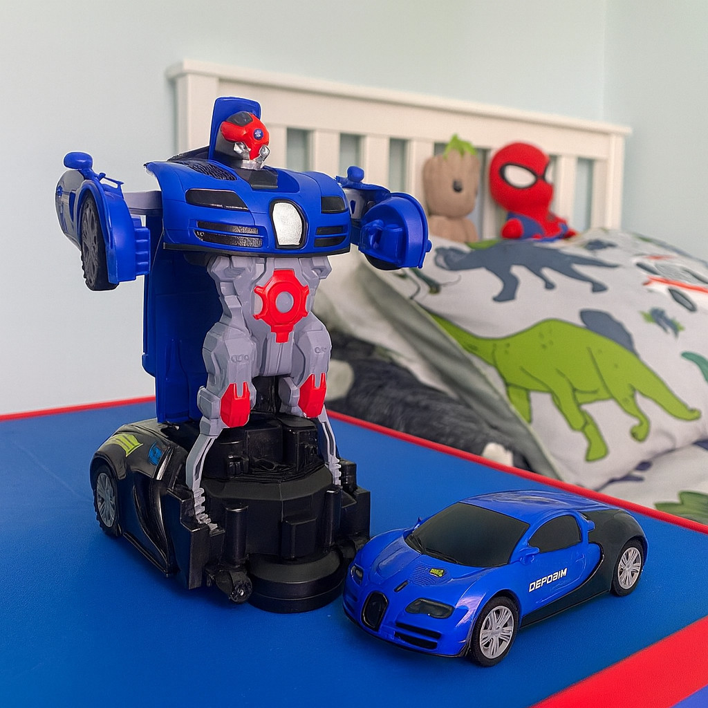 Carrinho Transformes Robô 2 em 1 Brinquedo Infantil Eletrônico Com Luz e Som Automáticos