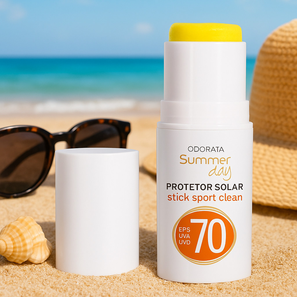 Protetor Solar Facial em Bastão Odorata FPS 70 Antioliosidade Todo Tipo De Pele 5,5g